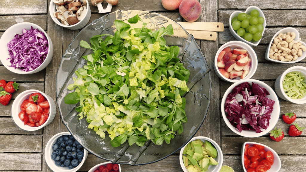 Vegetables Salad and Fruits